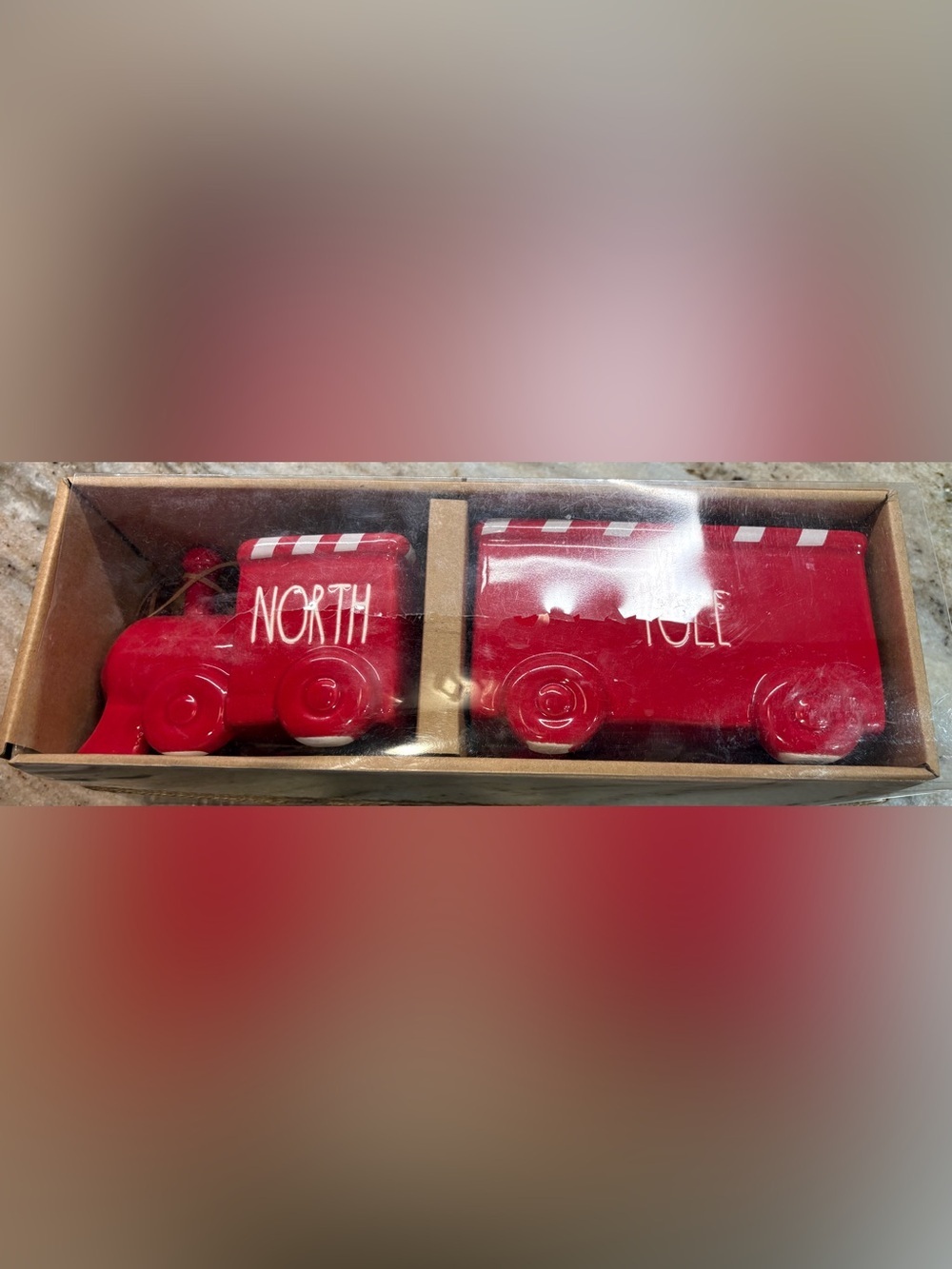 Rae Dunn Red Ceramic Train Set